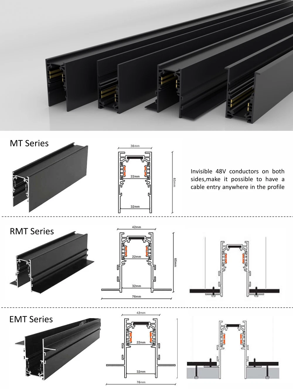 DC48V Magnet Lighting LED Spotlight Spot Lamp Mini 16 mm 16mm 38mm Embedec Magnetic Linear Lighting Bar Track Rail Light System